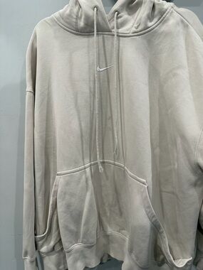 Nike Cream Hoodie with Small White Swoosh